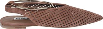 Jil Sander Pointed-Toe Slingback Flats with Perforated Design