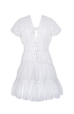 Brunna.Co The Srikandi Ruffle Mini Dress in White at Nordstrom, Size Medium