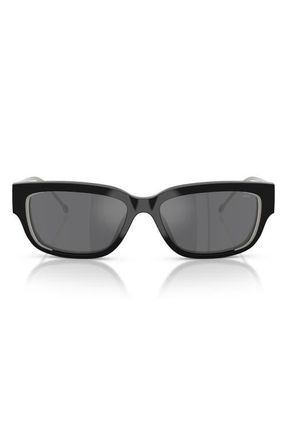 Diesel Geck-D 56mm Rectangular Sunglasses in Black/Grey Silver Mirror at Nordstrom