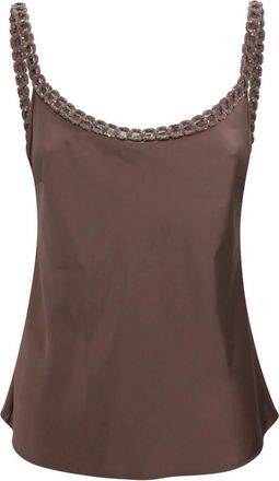 D.exterior Sleeveless Tops, female, Brown, Size: M Faux-satin Sleeveless Top