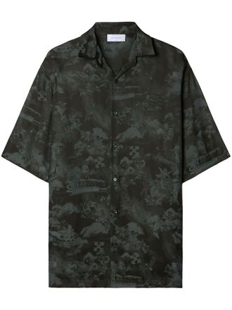 Off-white Fresco bowling shirt - men - Acetate/Viscose - 48 - Black