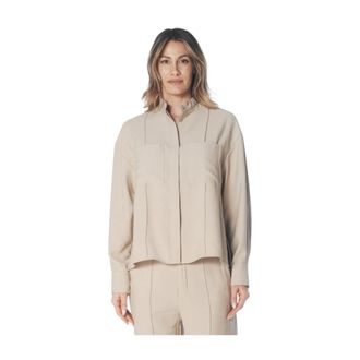 Dondup Shirts, female, Beige, Size: S Korean-collar Regular Shirt
