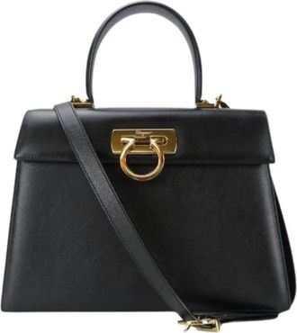 Ferragamo Pre-owned Gancini ba-21 Handtas - Dames - Vintage Handtas - Zwart - ONE Size - Leer - Vintage
