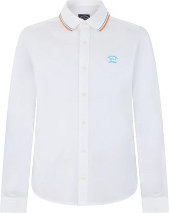 Paul & Shark Lange Mouwen Polo - Heren - Casual Overhemden - Wit - 3XL - Katoen - Overhemden