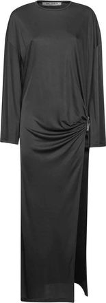 The Attico Grijze Jurk met Wijd Uitlopende Mouwen en Zilveren Details - Dames - Maxi kleedjes - Grijs - M - Kleedjes