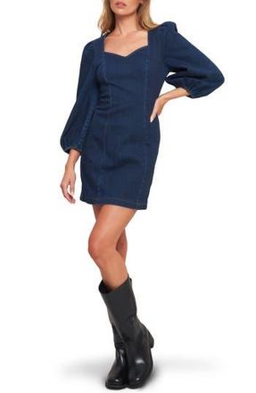 Flying Tomato Long Sleeve Denim Minidress in Medium Indigo at Nordstrom Rack, Size Small