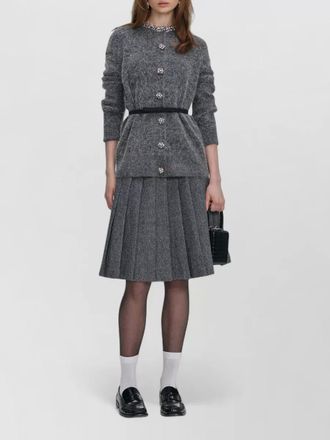 Self Portrait pleated skirt and knit trim cardigan