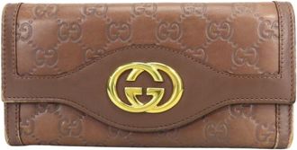 Gucci Brown Leather Long Wallet (Bi-Fold) (Pre-Owned)