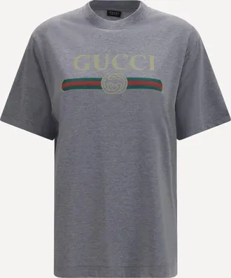 Gucci T-shirt in jersey di cotone e seta con stampa Woman S