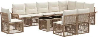 vidaXL Conjunto De Sof&aacute;s De Jard&iacute;n 11 Uds. Beige Y Blanco Crema Vidaxl