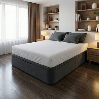 BeZen Canap&eacute; abatible en tela gris antracita con montaje 135x190 cm