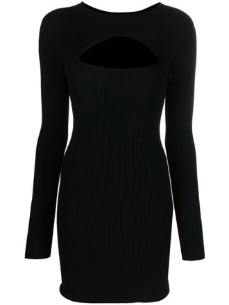 Dsquared2 Fitted Ribbed Black Viscose Mini Dress