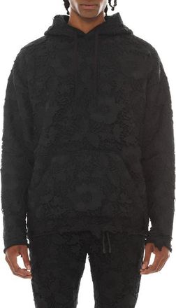 Cult of Individuality Signature Lace Overlay French Terry Pullover Hoodie at Nordstrom, Size Xxx-Large