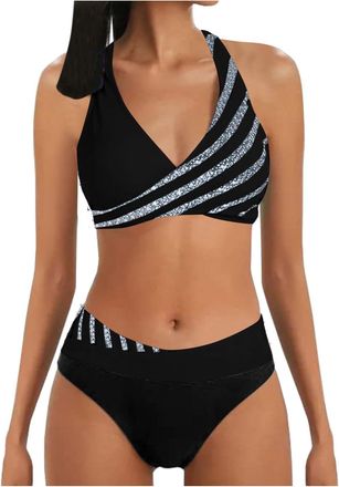 Generic Bikini Sets for Older Women UK Two Piece Swimsuits High Waisted Top Swimwear Tankini Bottoms Tummy Control Printed Plus Size Bathing Suits Beachwear