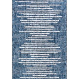 Jonathan Y Designs Zolak Berber Stripe Geometric Indoor/Outdoor Area Rug in Blue/ivory at Nordstrom, Size 5Ft 0In X 8Ft 0In