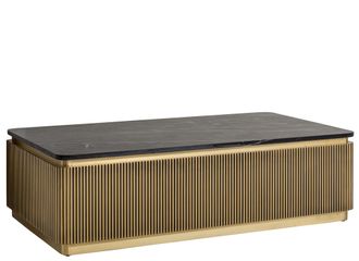 Richmond Interiors Grosser Design Couchtisch Ironville mit schwarzer Marmorplatte 140 x 80 cm