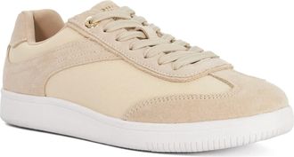Dune London Womens Ladies Emilias - Leather Lace-Up Trainers - Sand Suede - Size UK 4