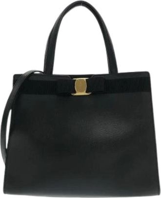 Ferragamo Pre-owned Handbags, female, Black, Size: ONE SIZE Pre-owned Calf Handbag