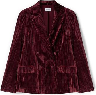 Motivi Double-breasted Geplooide Velvet Blazer - Dames - Blazers - Rood - 2XS - Leer - Jassen