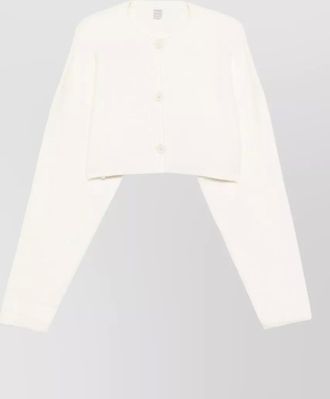Toteme wool cropped cardigan round neck long sleeves