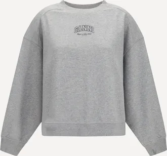 Ganni Felpa girocollo con logo Woman XS