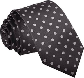 DQT Woven Polka Dot Classic Patterned Casual Slim Neck Tie for Men in Black