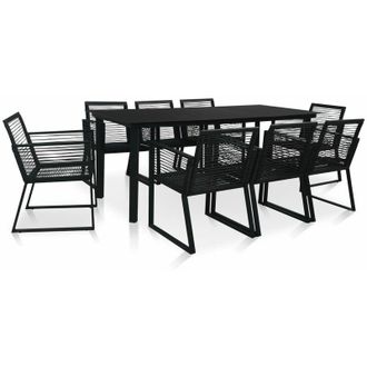 vidaXL Juego De Comedor Para Jard&iacute;n 9 Piezas Rat&aacute;n De Pvc Negro Vidaxl