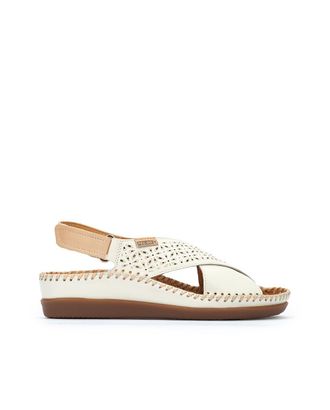 Pikolinos CADAQUES Leather Wedge Sandals for Lady, Cream, 7 UK
