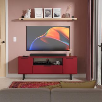 Welcome Furniture Havana Ready Assembled 2 Door 1 Drawer Wide TV Unit in Red Matt - Welcome Furniture | TJ Hughes
