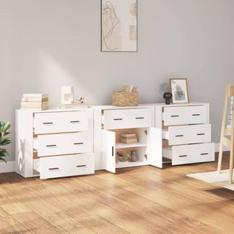 Berkfield Home Sideboards 3 pcs White Engineered Wood