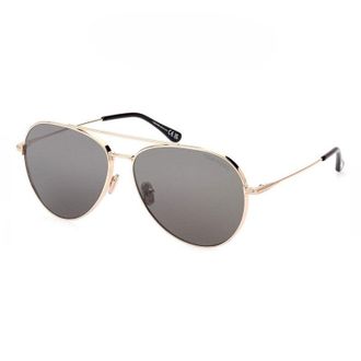 Tom Ford Sunglasses Aviator Full Rim, Shiny Gunmetal Frame And Vintage Green Lens Ft099608N