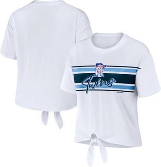 WEAR by Erin Andrews Womens WEAR by Erin Andrews White Minnesota Twins Front Tie T-Shirt at Nordstrom, Size Xx-Large