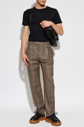 Alexander McQueen Wool Plaid Trousers, Mens, Brown