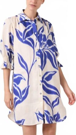 Finley Miller Mini Shirt Dress In Blu Batik