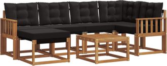 vidaXL Conjunto De Sof&aacute;s De Exterior 7 Uds. Natural Y Negro Vidaxl