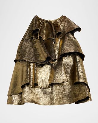 Aknvas Bodil Metallic Ruffle Top