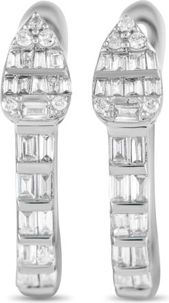Luxury Bazaar 14K White Gold 0.70ct Diamond Huggie Earrings ER28547-W