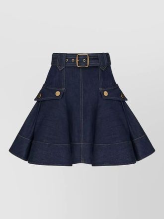 Zimmermann denim cargo mini skirt belted waist
