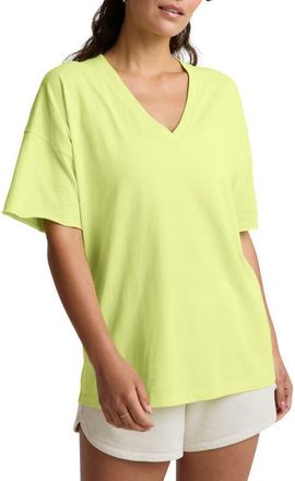 Beyond Yoga SoftKnit Better Than Ever Oversize V-Neck T-Shirt in Electric Lime at Nordstrom, Size Small