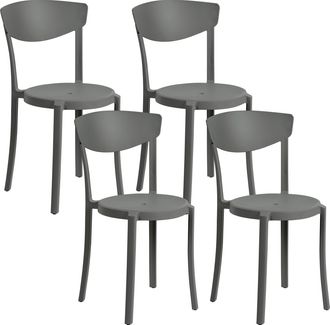 Beliani Conjunto De 4 Sillas De Comedor Gris Oscuro Polipropileno Ligero Resistente Vieste