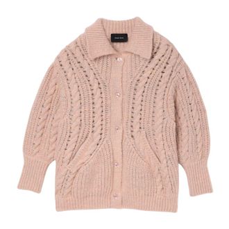 Simone Rocha Cardigans, female, Pink, Size: S Sculpted Chunky Knit Cardigan