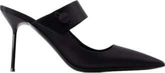 PARIS TEXAS Womens Lidia Couture Sabot 90 Pumps - Paris Texas Silk Black Shoes