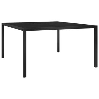 Berkfield Home Garden Table 130x130x72 cm Black Steel & Glass | Size: 130 x 130 x 72 cm