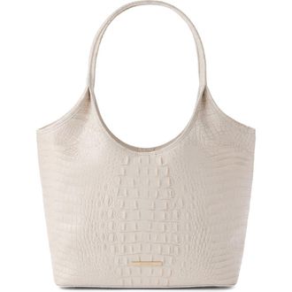 Brahmin Melora Croc Embossed Leather Tote in Ivory at Nordstrom