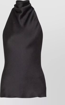 Balmain silk draped high-neck halterneck blouse