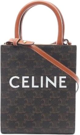 Celine Pre-owned Mini Vertical Cabas Triomphe PVC Coated Canvas 2way Handbag - Dames - Vintage Shopper - Bruin - ONE Size - Vintage