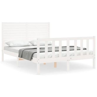 Berkfield Home Bed Frame with Headboard White 120x200 cm Solid Wood