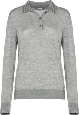 Malo Polotop met kraag met kralen - Grijs