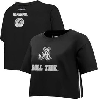 Pro Standard Womens Pro Standard Black Alabama Crimson Tide Rhinestone & Pearl Boxy Cropped T-Shirt at Nordstrom, Size X-Large