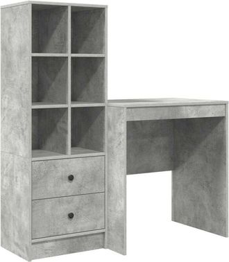 vidaXL Vidaxl - Escritorio Con Almacenamiento Con Caj&oacute;n 2 Pcs Gris Concreto